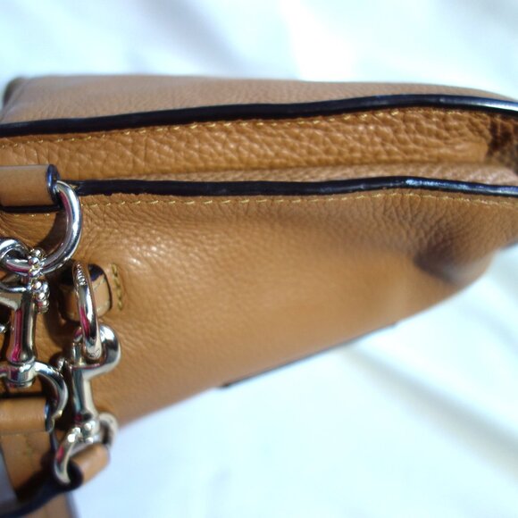 COACH Lyla Double Gusset leather convertible crossbody Saddle Tan brass tone hdw - Picture 4 of 9